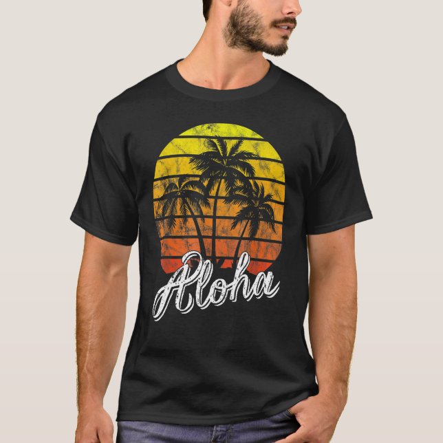 Aloha Hawaii Hawaiian Beach Summer Vacation Sunset T-Shirt (Vorderseite)