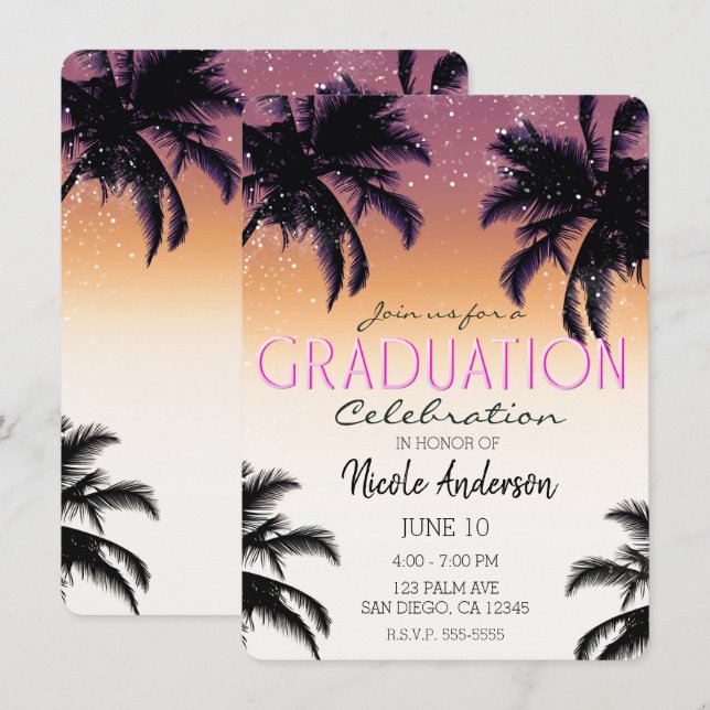 Aloha Hawaii Hawaiian Island Graduation Party Einladung (Vorne/Hinten)