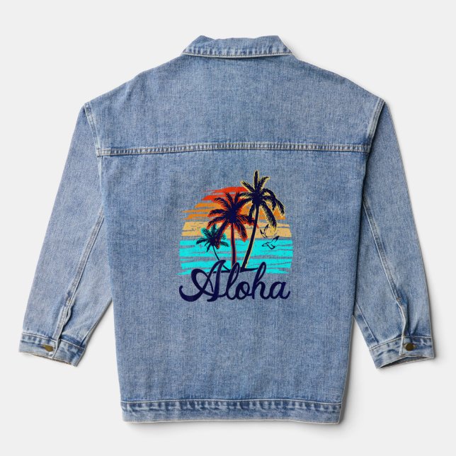 Aloha Hawaii Hawaiian Island Palm Beach Surf board (Verso)