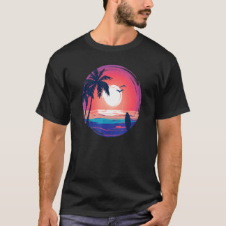 Aloha Hawaii Hawaiian Island Palm Beach Surfboard  T-Shirt