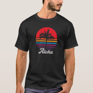 Aloha Hawaii Hawaiian Island Palm Tree Beach Vint T-Shirt