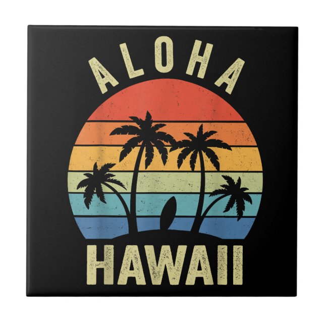 Aloha Hawaii Hawaiian Island Shirt Palm Beach Surf Fliese (Vorderseite)