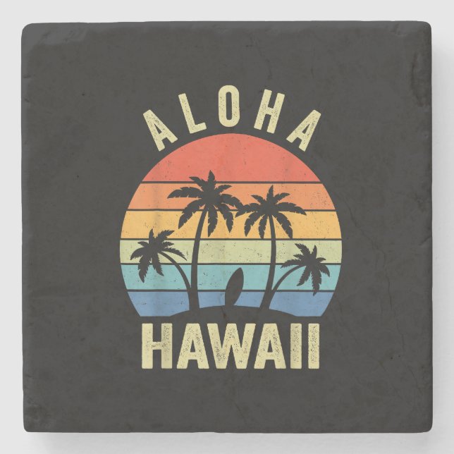 Aloha Hawaii Hawaiian Island Shirt Palm Beach Surf Steinuntersetzer (Vorderseite)