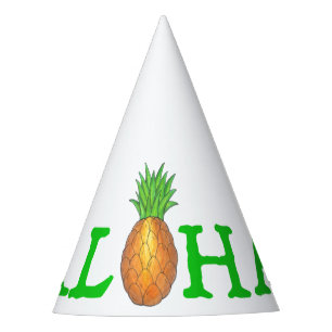 ALOHA Hawaii Hawaiian Luau Tropischer Ananas Partyhütchen