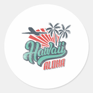 Aloha Hawaii Hawaiian T-Shirt Beach Vacacation Cos Runder Aufkleber