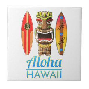 Aloha Hawaii Hawaiian Tiki Surfing Fliese