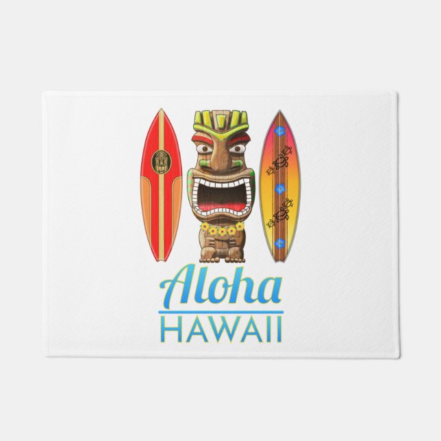 Aloha Hawaii Hawaiian Tiki Surfing Fußmatte (Vorderseite)
