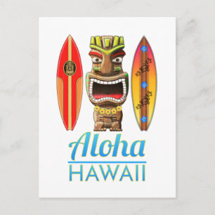 Aloha Hawaii Hawaiian Tiki Surfing Postkarte