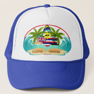 Aloha Hawaii Hawaiianische Flagge Truckerkappe