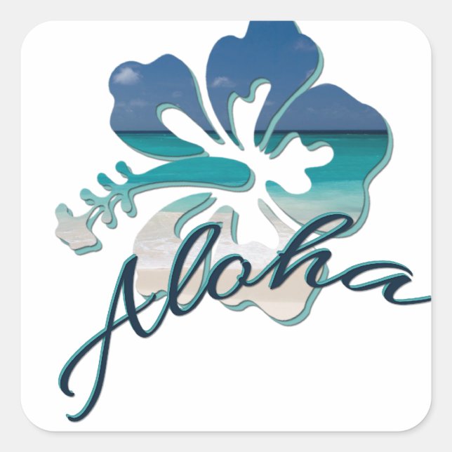 Aloha Hawaii Hibiskus Blume Quadratischer Aufkleber (Vorderseite)