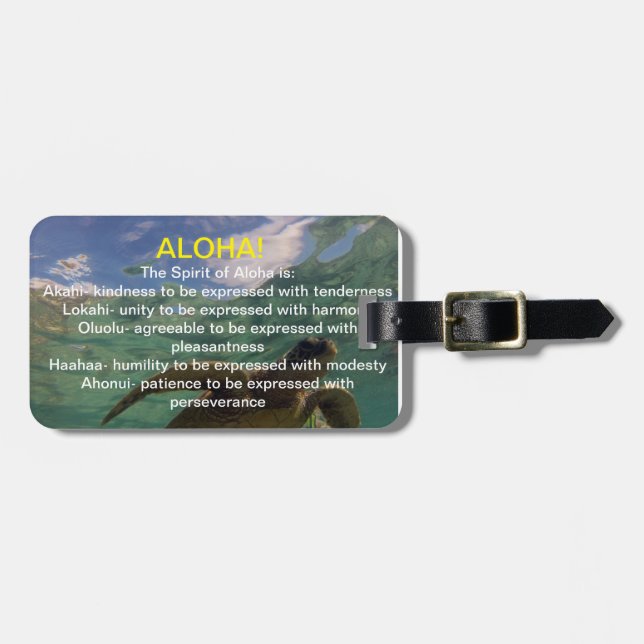 Aloha Hawaii Honu Gepäckanhänger (Vorderseite horizontal)