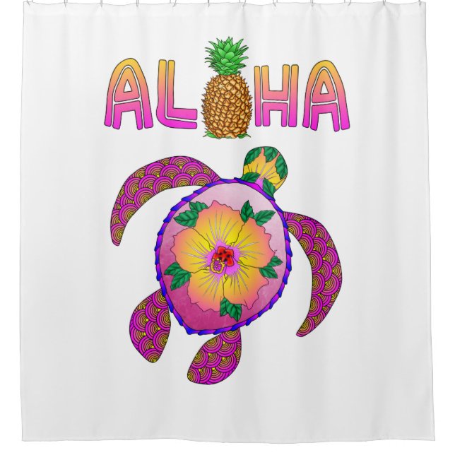 Aloha Hawaii-Honu-Schildkröte Duschvorhang (Vorderseite)