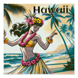 Aloha | Hawaii Hula Dancer am Strand Poster