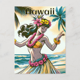 Aloha | Hawaii Hula Dancer am Strand Postkarte