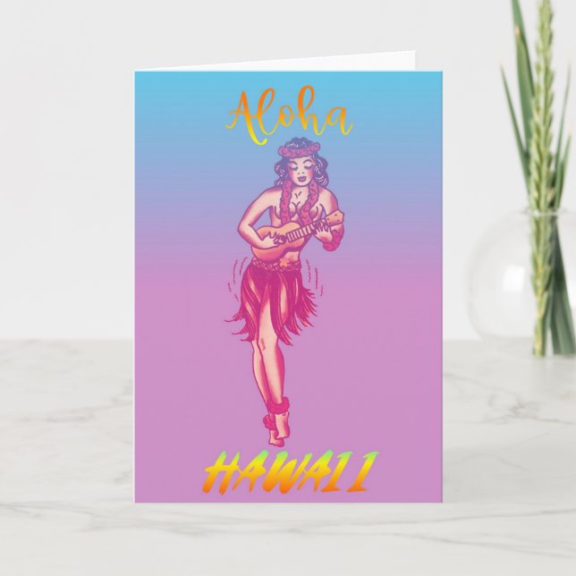 Aloha Hawaii Hula Girl Karte (Vorderseite)