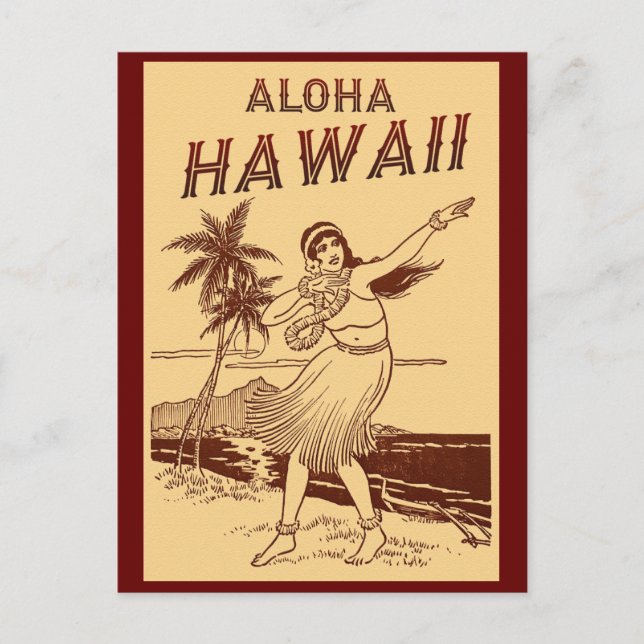 Aloha Hawaii Hula Girl Postkarte (Vorderseite)