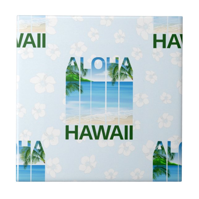 Aloha Hawaii Island Summer Beach Fliese (Vorderseite)
