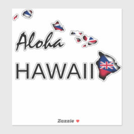 ALOHA - HAWAII ISLANDS HI Flag BLK Aufkleber