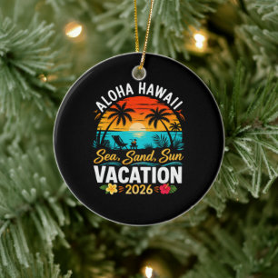 Aloha Hawaii Meer Sand Sonne 2026 Keramik Ornament