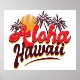 Aloha Hawaii Palm Tree Poster