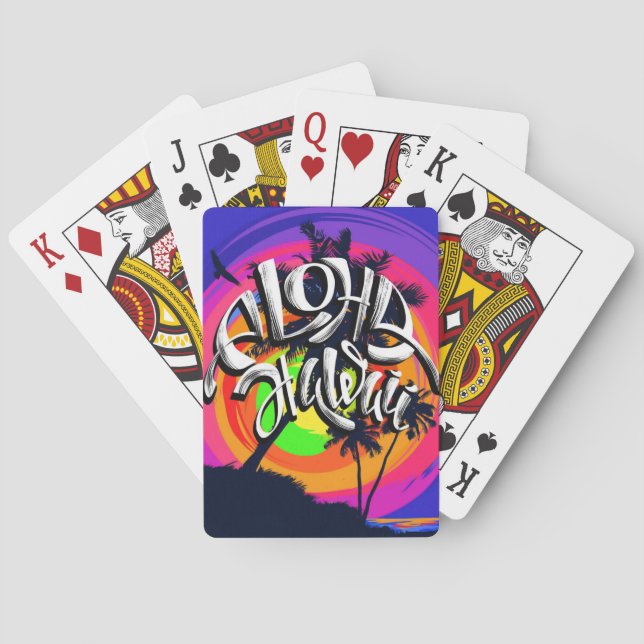 Aloha Hawaii-Palme-Strand-tropischer Spielkarten (Rückseite)