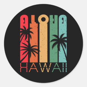 Aloha Hawaii Palmenbaum Tropische Hawaiianische In Runder Aufkleber