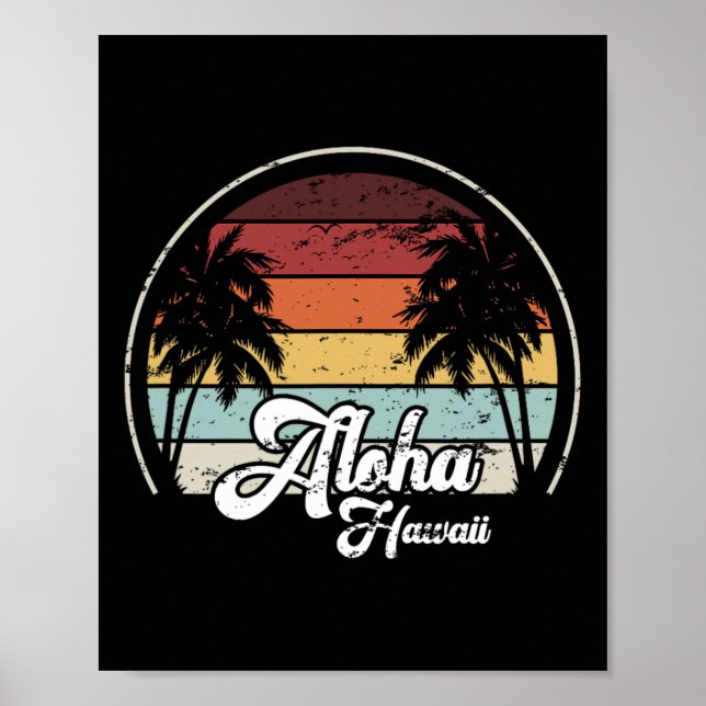Aloha Hawaii Palms Cool Lässiger Summer Beach Vaca Poster (Vorne)