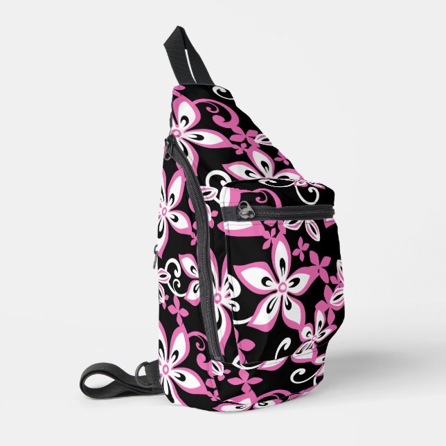 ALOHA HAWAII PATTER IN SCHWARZ/PINK CROSSBODY BAG (Linke Seite)