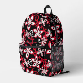 ALOHA HAWAII-PATTER IN SCHWARZ/ROT DRUCKRÄUMEN BEDRUCKTER RUCKSACK