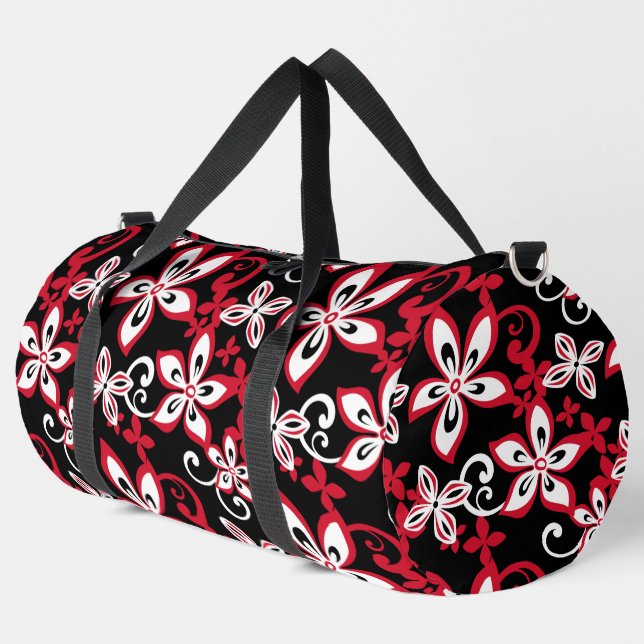 ALOHA HAWAII PATTER IN SCHWARZ/ROT DUFFLE BAG (Linke Ecke)