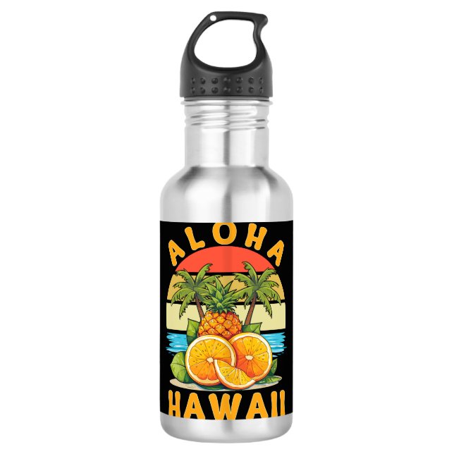 Aloha Hawaii Pineaple Edelstahlflasche (Vorderseite)