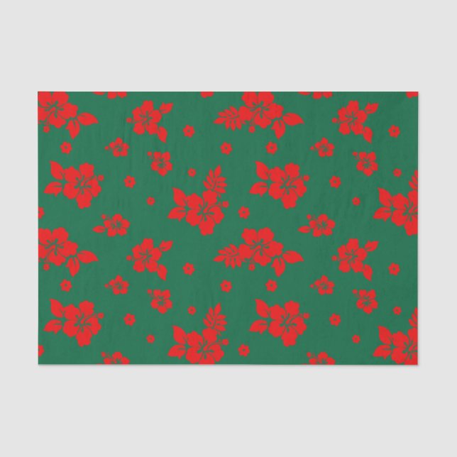 Aloha Hawaii Red über grünes Weihnachtsmuster Seidenpapier (Vorderseite)
