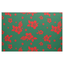 Aloha Hawaii Red über grünes Weihnachtsmuster Stoff