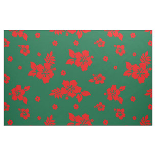 Aloha Hawaii Red über grünes Weihnachtsmuster Stoff