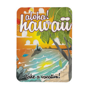 Aloha! Hawaii Reiseplakat Cartoon Magnet