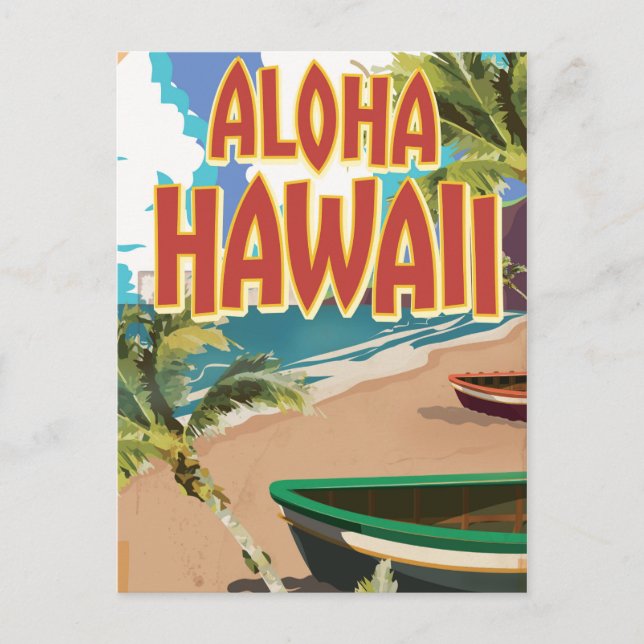 Aloha Hawaii Reiseposter Postkarte (Vorderseite)