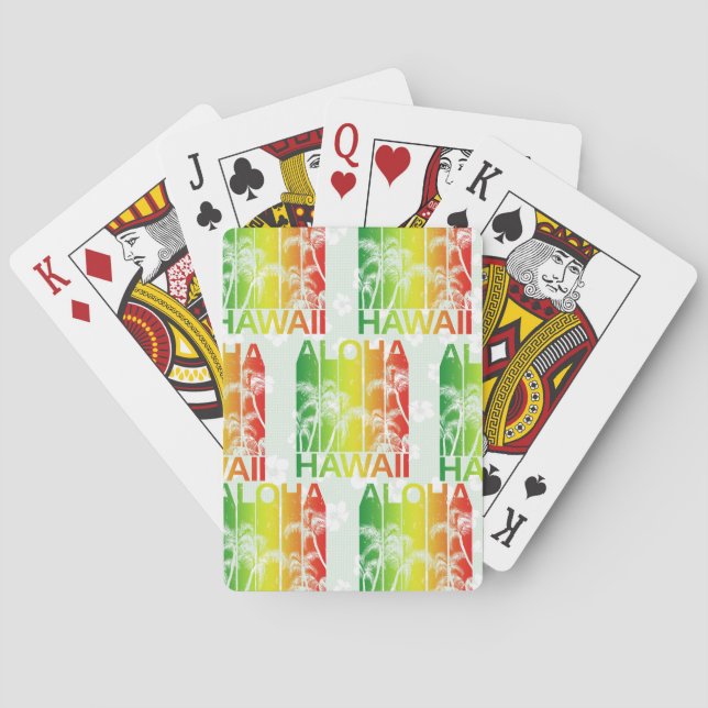 Aloha Hawaii Retro Summer Floral Spielkarten (Rückseite)