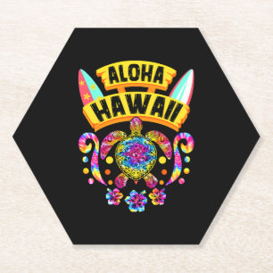Aloha Hawaii Retro Turtles Summer Vater Mama Untersetzer
