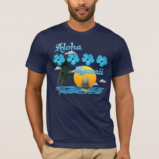 Aloha Hawaii Sailing Sunset T-Shirt (Vorderseite)