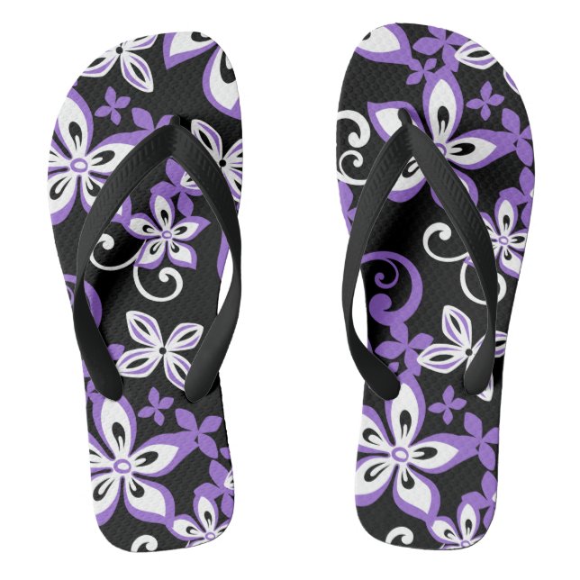 ALOHA HAWAII (SCHWARZ/LILA) Paar von Flip Flops (Fußbett)