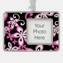 ALOHA HAWAII (SCHWARZ/PINK) Rahmen-Ornament SILBER