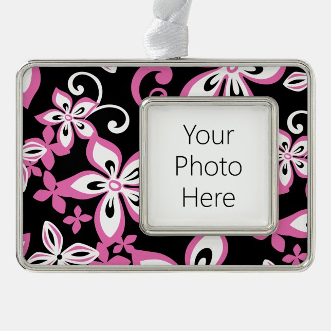 ALOHA HAWAII (SCHWARZ/PINK) Rahmen-Ornament SILBER (Vorderseite)