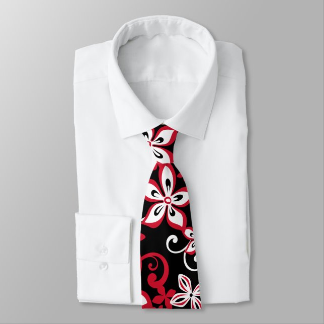 ALOHA HAWAII (SCHWARZ/ROT) KRAWATTE (Gebunden)