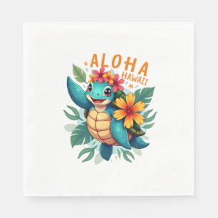 Aloha Hawaii Sea Turtle Girl Women (Hawaiisch-Shir Serviette