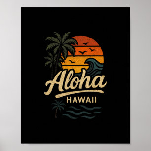 Aloha Hawaii Strand Sommer Surfen 70er Retro Poster