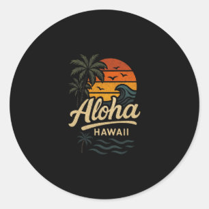 Aloha Hawaii Strand Sommer Surfen 70er Retro Runder Aufkleber