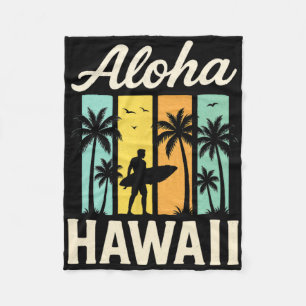 Aloha Hawaii - Surfen Strand Palme Sonnenuntergang Fleecedecke