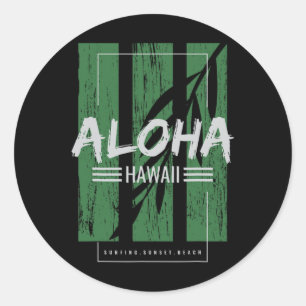 Aloha Hawaii Surfen Sunset Beach  Runder Aufkleber
