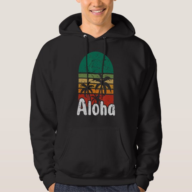 Aloha Hawaii Surfing Retro Sunset 46 Hoodie (Vorderseite)