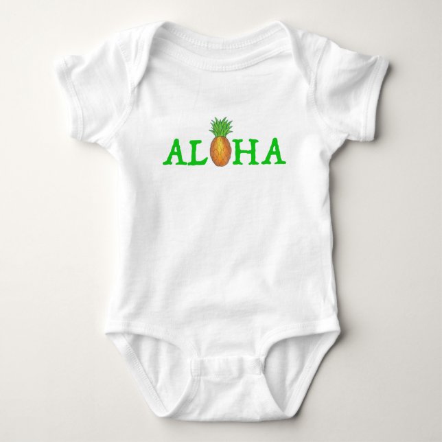 ALOHA Hawaii Tropeninsel Hawaiischer Ananas Baby Strampler (Vorderseite)